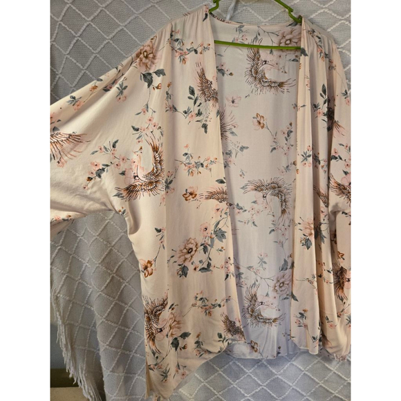 Women's Unbranded Beige Floral Bird Print Kaftan M - Picture 5 of 10